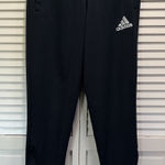 Adidas Womens Sweatpants Climalite Zip Ankle Pockets Sz M Black Active Elastic Photo 0