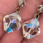 Vintage Unsigned Laguna Faceted AB Crystal Aurora Borealis Drop Earrings 10g White Photo 2