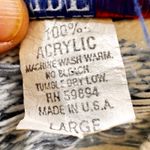 VTG 80 Fair Isle Knit Sweater Women L Cream Navy Gray Geometric Pattern USA chic Size L Photo 2