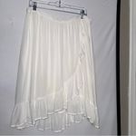 White Wrap Skirt with Ruffles‎ Flowy Rayon Cotton Fairy Coquette Girly Size L Photo 1