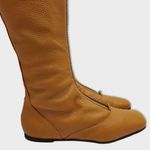 Vicini Tapeet Zipper Tall Leather Boot Front Zip Up Flat Riding Boots Sz 37.5 Brown Photo 12