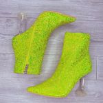 Glitter lemonade yellow / gold holographic ankle boots lucite heel size 7 shoes Photo 0