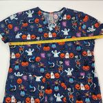 Peaches Uniforms Halloween Scrub Top Blue Size 2X Photo 6