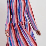 The Kit Multicolor Striped Long Sleeve Bow Back Midi Dress Size Small Silky Photo 0