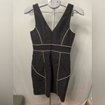 Trina Turk Black Tan Contrast Piping Sheath Career Work Dress Pockets Size 4 Photo 3