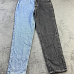 PacSun Playboy Jeans Womens 26 Two Tone Black Blue Split Bunny Logo Button Fly Photo 0