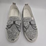 Muguan 245 Womens Glitter Bowtie Loafer Slides Silver Rhinestone Shoes US Size 8 Photo 1
