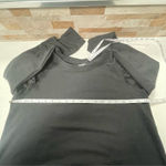 Bobeau  - cotton sweatshirt black crochet shoulder Ruffles detail Sz Small Photo 8