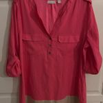 New York & Co. New York &‎ Company Fustian Pink Tunic Blouse Front Pockets Size large. Photo 0