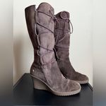 UGG  Elsey Chocolate SuedeWedge Boots Lace Photo 3
