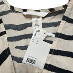 H&M NWT  Zebra Striped Puffy Sleeve Dress Cream and Black Small Photo 4