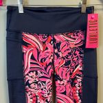 Lilly Pulitzer Weekender Mid-Rise Midi Legging Navy Flirty Fins & Feathers S NWT Photo 5