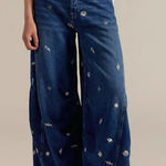 Free People NWT  Westward Embroidered Jeans in Under The Sea Photo 0