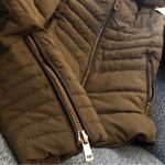 ZARA  Olive Green Puffer Leather Trim Zip Up XS Photo 4