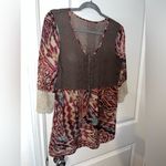 Buckle  BKE Boutique Small Printed Lace Blouse Casual Chiffon Multicolor Eclectic Photo 4