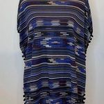 Anthropologie Rafi & Ro hooded poncho top pom pom detail Aztec southwest print S/M Photo 0