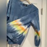 Jolie & Joy Size M Long Sleeve Crew Navy Blue Tie Dye Stripe Terry Sweatshirt Size M Photo 4