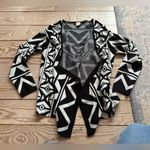 Faded Glory  Black White Geometric Long Sleeve Open Front Cardigan size medium Photo 0