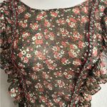 ZARA  Sheer Beaded Floral Ruffled Top Blouse M Photo 6