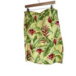 Rafael Linen Blend Yellow Tropical Floral Skirt Size 12 Beading Cruise Hawaiian Photo 1