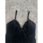 Frederick's of Hollywood fredrick’s of hollywood black faux velvet rhinestone trim mini slip dress slit L Photo 6