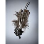 VTG FEATHER PLUME KILT PIN WITH DEER HEAD HALLMARKED ON THE BACK WESTERN NAVAJO‎ Photo 3