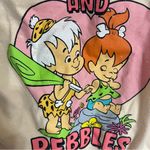 Flintstones Bam Bam & Pebbles Cartoon T Shirt Baby Doll Off Shoulder Size Large Pink Photo 2