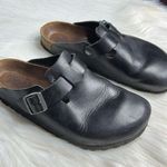 Birkenstock Black Leather Boston Clogs Photo 0