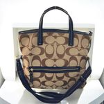 Coach Crossbody Signature Foldover - Khaki/Navy F23304 Jacquard Tote Photo 2