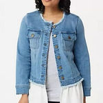 LOGO By Lori Goldstein Logo Lori Goldstein Frayed Hem Denim Jean Jacket NWT 20W Photo 0
