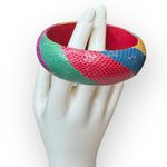 American Vintage RARE VTG 1970s Colorblock Rainbow Snakeskin Bangle Bracelet Retro Jewelry Photo 2