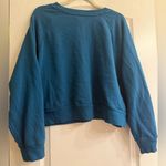 Colsie Teal Blue Fleece Lounge Slight Crop Sweatshirt Photo 4
