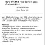 Urban Outfitters BDG 90’s Mid-Rise Bootcut Contrast Stitch Jeans Photo 3