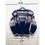 LLAMA CORP Alpaca Wool Nordic Fair Isle Zip Up Sweater Jacket Women Size S Blue Photo 3