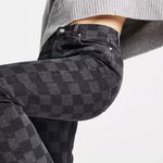 Mango Gotta Love Checkerboard High Rise Straight Leg Jeans Size 1 Photo 2