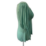 Grace Karin  | Turquoise Ruched Front Short Sleeve Blouse Size Small Modest Photo 3