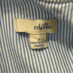 Anthropologie Odille  Sz 2 Blue White Pinstripe Gathered Waist Button Down Shirt Photo 3