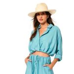 Young Fabulous and Broke YFB Size M Crop Top Tie Waist Jam Purple Oversized Photo 3