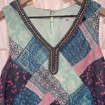 Sandra Darren  Dress Teal Green‎ Print Lined Sequin Neckline Sleeveless Size 14 Photo 2