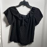Papaya Women Black Polka Dot Off Shoulder Blouse Size Small. Photo 0