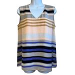CAbi  Multicolor Underline Horizon Stripe  Sleeveless V-Neck Top‎  EUC M Photo 1