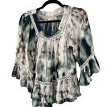 Haute Hippie  Tribe Tie Dye Boho Flowy Peasant Blouse Size Small Photo 0