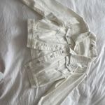 New White Fringe Denim Jacket Photo 0