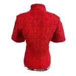 Go Silk Crinkle Fabric Red Lightweight Button Front Stretchy Blouse Top Sz PS Photo 5