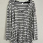 BP Nordstrom . Grey White Stripe Long Sleeve Top Tee Hygge Cozy Stretchy Y2K Photo 0