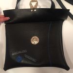 Rubber Crossbody Bag Vault Clasp Flap Black Blue Industrial Unique Purse 10x8.5 Photo 4