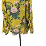 Anthropologie ‎ Elma Kimono Top Open Front Rose Floral Print Yellow One Size Photo 9