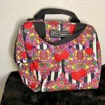 Betsey Johnson  Insulated Lunch Tote Bag  Cherrys Floral Black Stripe 10”x10 Photo 0