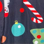 Imperfect Festive Holiday Print Dress size large long sleeved stretchy Black Photo 4