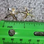 Gold Tone Star Fish Shape Pierced Post Metal Earrings Photo 3